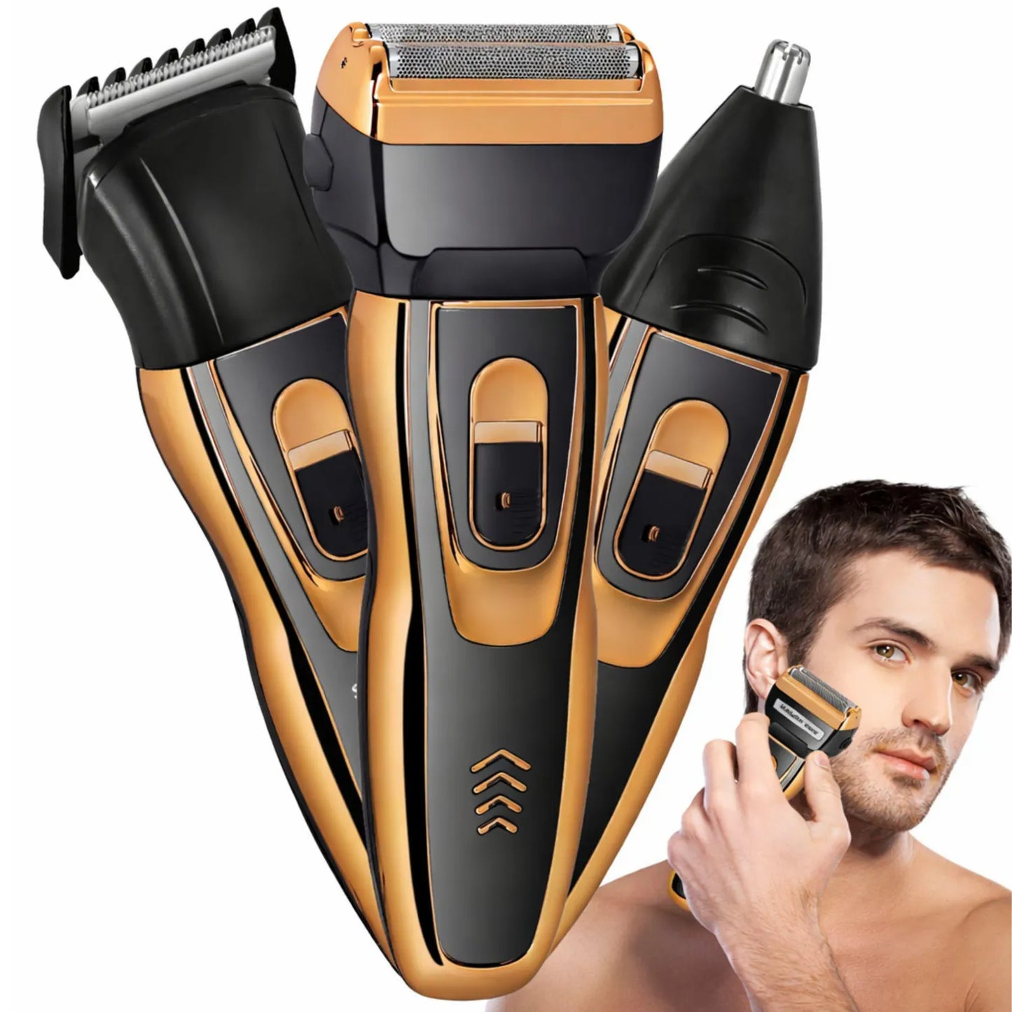 3in1 Elektrischer Rasierer – Barttrimmer & Nasenhaartrimmer Set