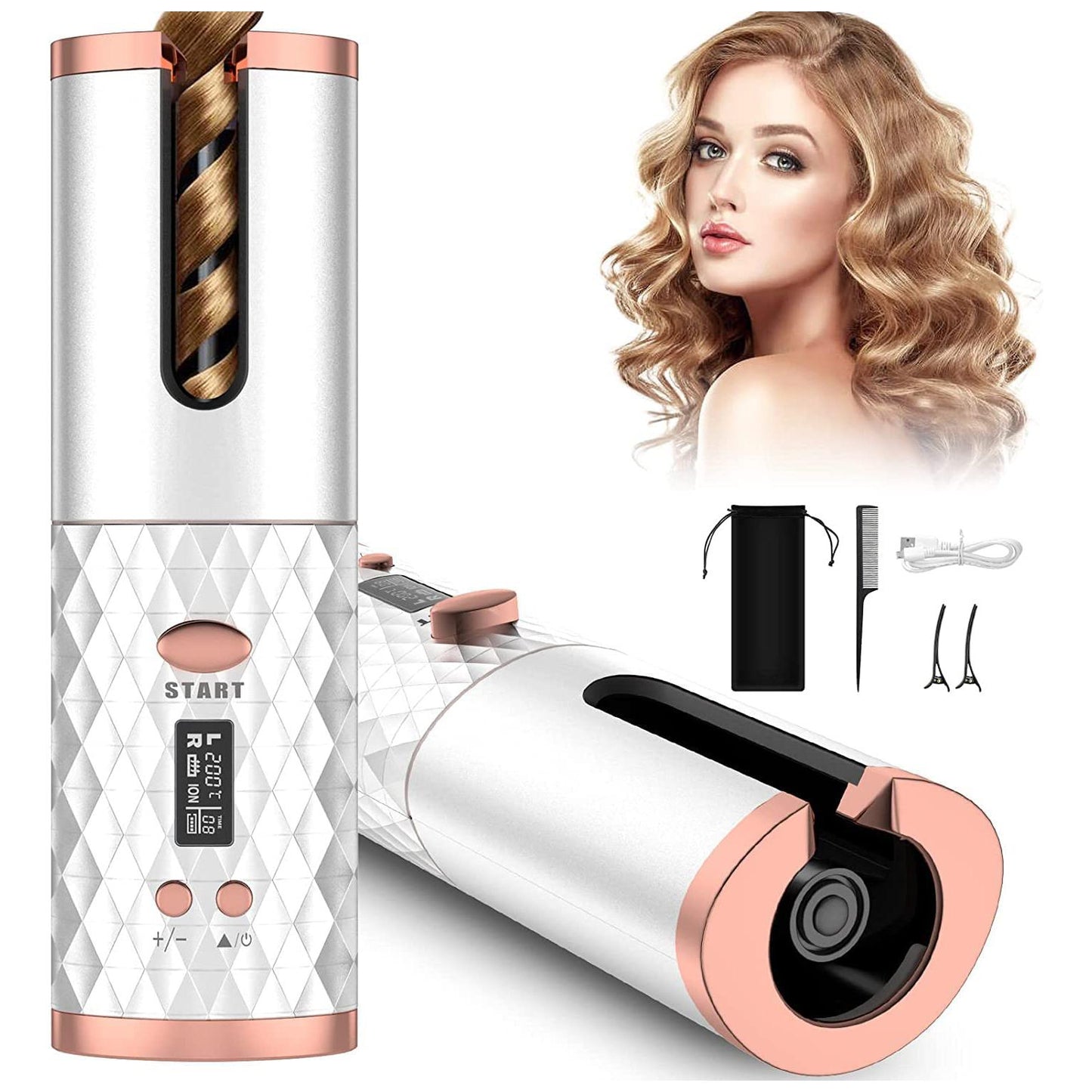 Wireless Automatic Hair Curler with LCD Display