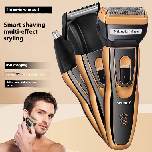 3in1 Elektrischer Rasierer – Barttrimmer & Nasenhaartrimmer Set